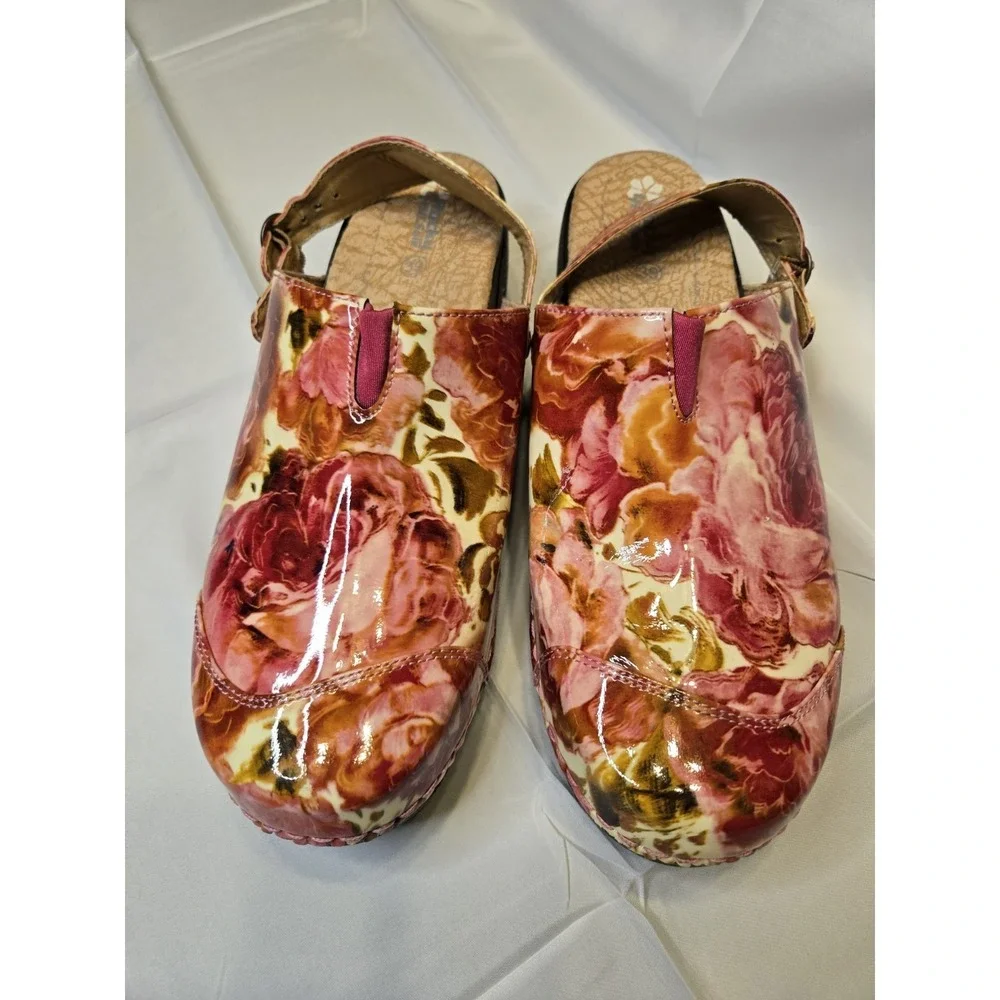 Rocky4 EurSole Slingback Patent Leather Clog Shoe Renaissance Rose Size 39/8-8.5 - Picture 2 of 9